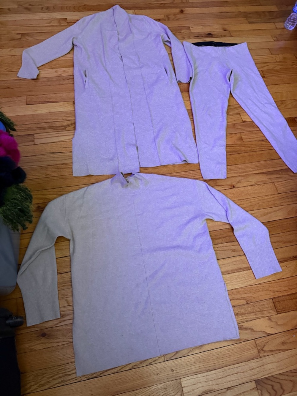 Banana Republic Ribbed Knit Lounge Matching Set 3 Cardigan, Sweater & Leggings M